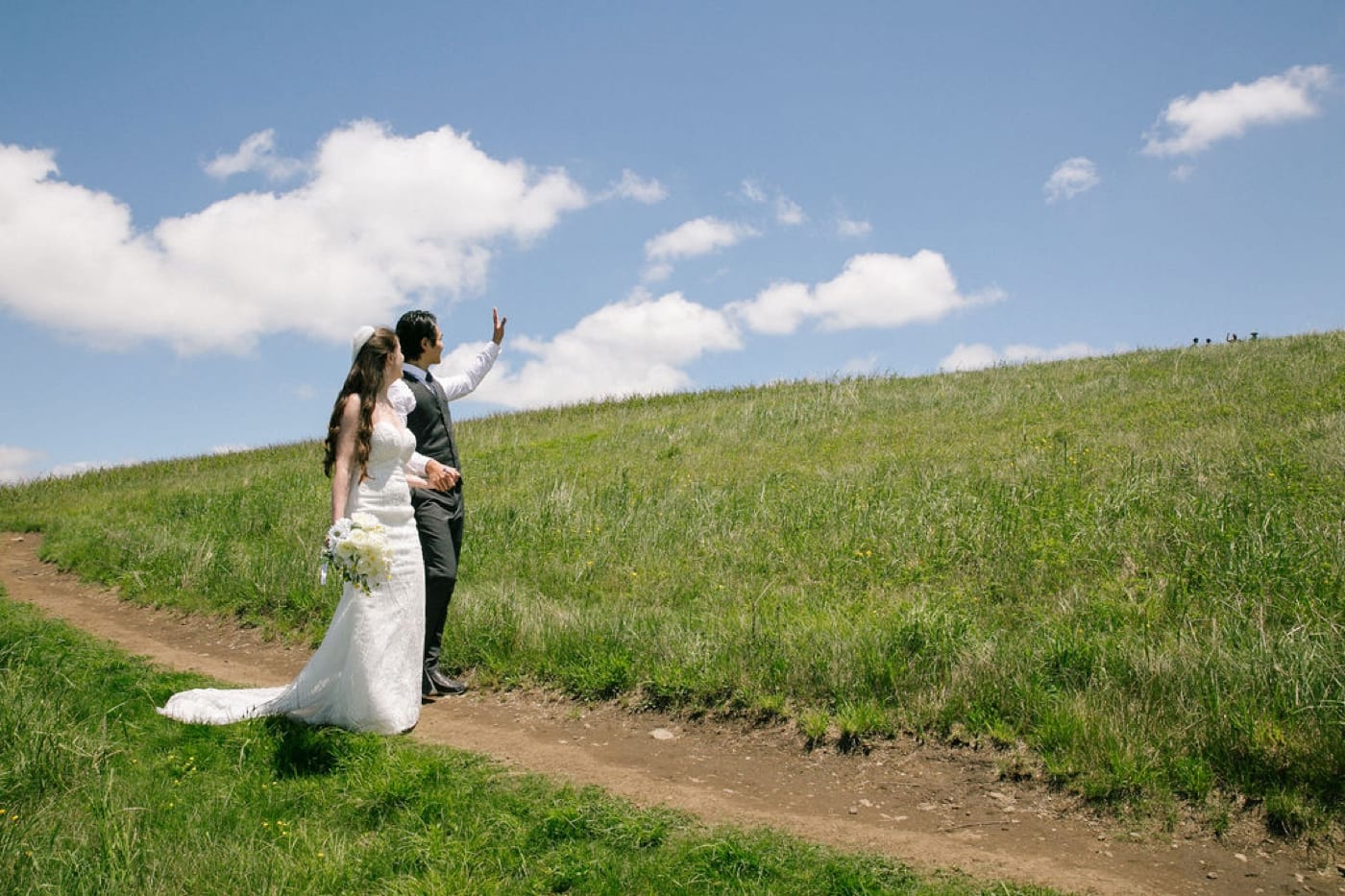 Bride and Grooming walking on Max Patch