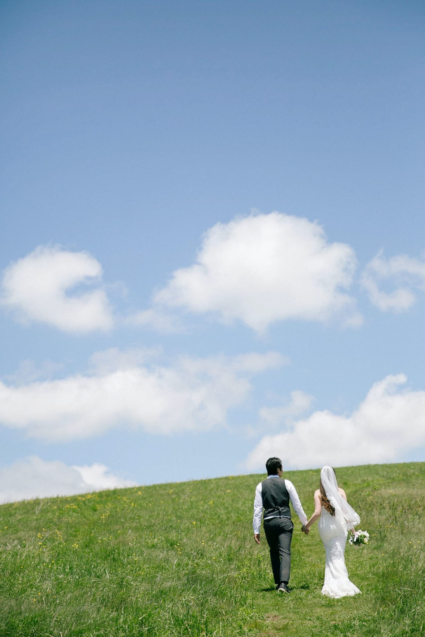 Walking on Max Patch with a Bride and Groom