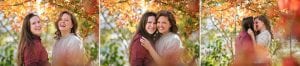 Two women in Knoxville during their Fall engagement session